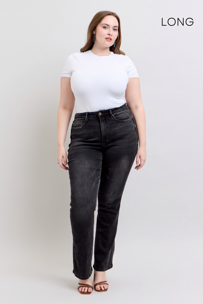 Judy Blue High Waist Tummy Control Black Bootcut Denim Jeans 88787 - 3 Inseam Options: Short, Regular, Long-Jeans-Sunshine and Wine Boutique