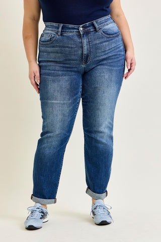 Judy Blue Basic Mid Rise Cuffed Slim Denim Jeans 82428