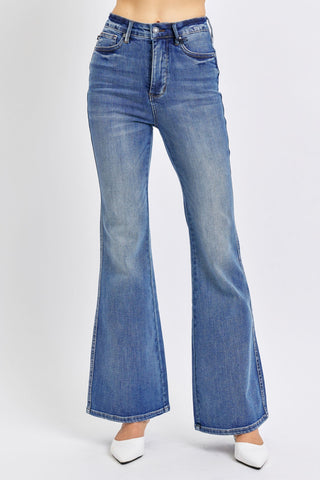 Judy Blue High Waist Tummy Control Contrast Flare Denim 88855-Jeans-Sunshine and Wine Boutique