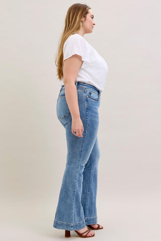 Judy Blue Mid Rise Flare Denim Jeans 82676