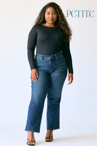 Judy Blue Mid Rise Tummy Control Classic Straight Denim Jeans 88861 - Petite