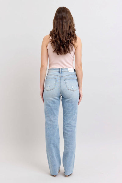 Judy Blue Mid Rise Light Wash Dad Denim Jeans 88926-Jeans-Sunshine and Wine Boutique