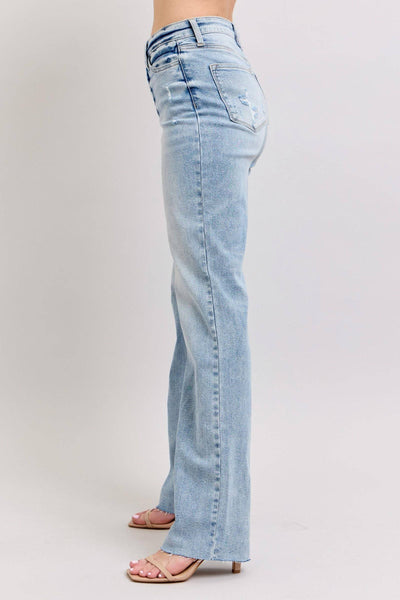 Judy Blue Mid Rise Light Wash Dad Denim Jeans 88926-Jeans-Sunshine and Wine Boutique