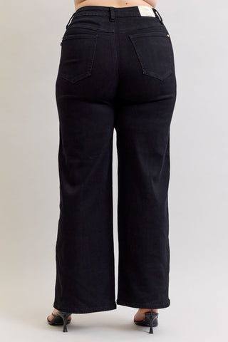 Judy Blue High Waist Retro Wide Leg Black Denim Jeans 881057
