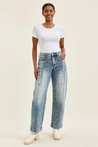 Judy Blue High Waist Rigid Magic Lace Up Marlow Arc Denim Jeans 881175