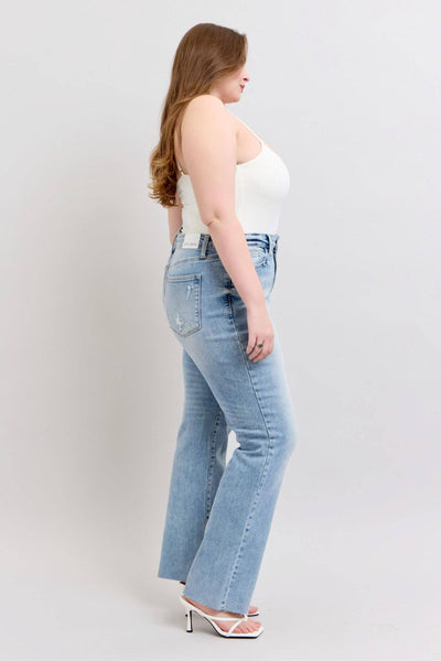 Judy Blue Mid Rise Light Wash Dad Denim Jeans 88926-Jeans-Sunshine and Wine Boutique