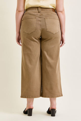 Judy Blue High Waist Golden Brown Ankle Wide Leg Denim Jeans 881095