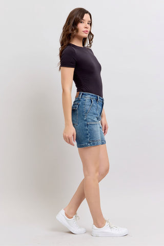 Judy Blue High Waist Utility Mid Denim Short 150316