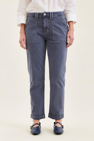 Judy Blue High Waist Aurora Weekender Garment Dyed Vintage Indigo Cuffed Slim Straight Jogger Denim Jeans 881194