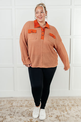 One Eleven North Can't Imagine Why Waffle Knit Contrast Trim Top