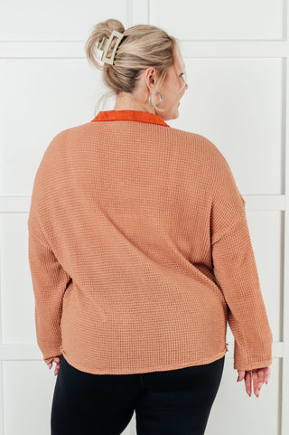 One Eleven North Can't Imagine Why Waffle Knit Contrast Trim Top