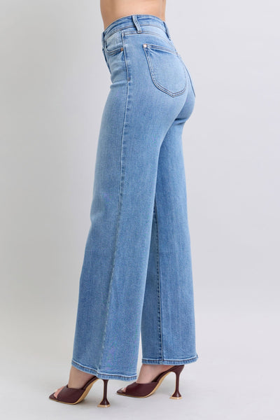 Judy Blue High Waist Vintage Wash Retro Wide Leg Denim Jeans 82625-Jeans-Sunshine and Wine Boutique