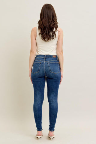 Judy Blue Mid Rise Handsand Skinny Denim Jeans 82252