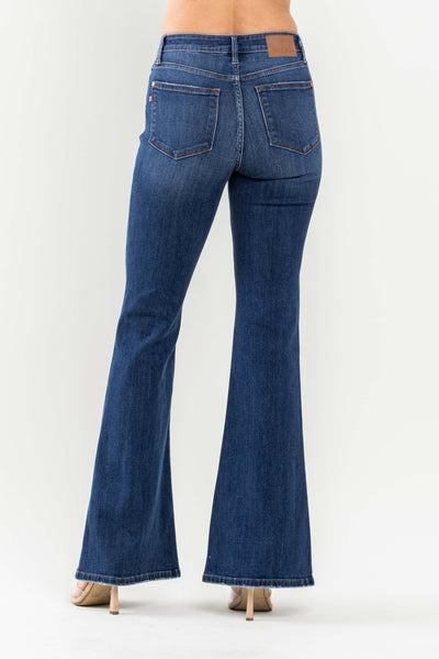 Judy Blue High Waist Classic Contrast Flare Denim 82591-Jeans-Sunshine and Wine Boutique