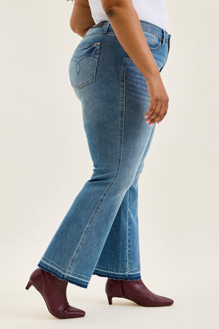 Judy Blue Mid Rise Tummy Control Release Hem Slim Bootcut Denim Jeans 881056