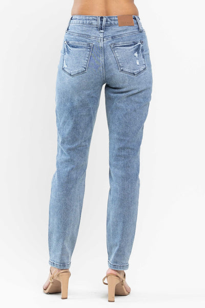 Judy Blue High Waist Vintage Mild Destroy Slim Denim 88617-Jeans-Sunshine and Wine Boutique