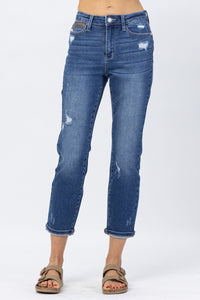Judy Blue Hi-Rise Rainbow Embroidery Cropped Straight Leg Jeans 88438 - Exclusive-Jeans-Sunshine and Wine Boutique