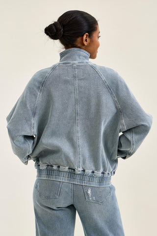 Judy Blue Knit Indigo Marty Bomber Jacket 7888