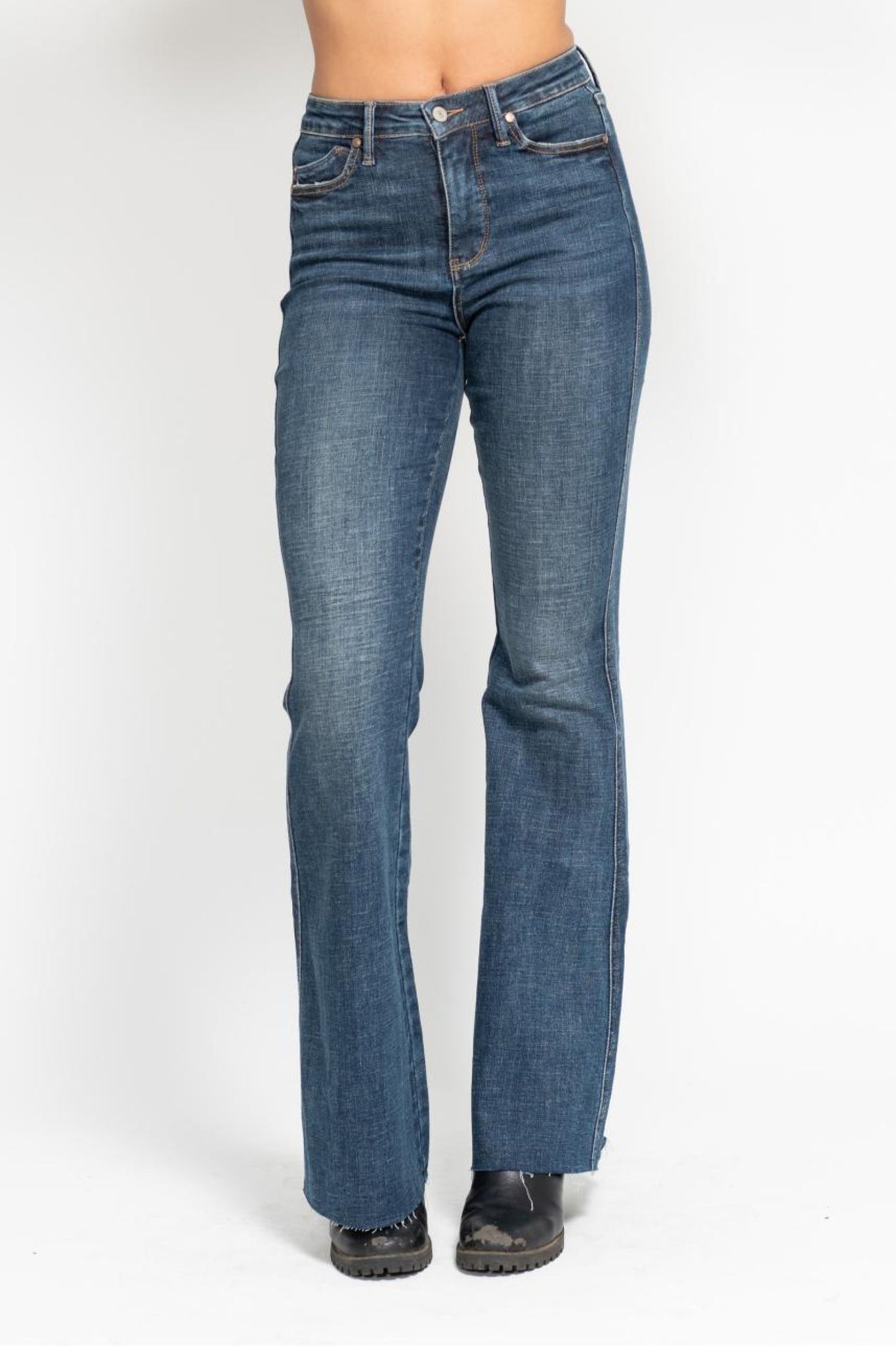 Judy Blue High Waist Tummy Control Shield Back Pocket Flare Denim Jeans 88882-Jeans-Sunshine and Wine Boutique