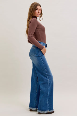 Judy Blue High Waist Column Button Fly & Back Welt Pockets Straight Denim Jeans 881001