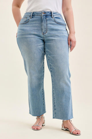 Judy Blue Mid Rise Bandana Loop Ankle Straight Denim Jeans 881120