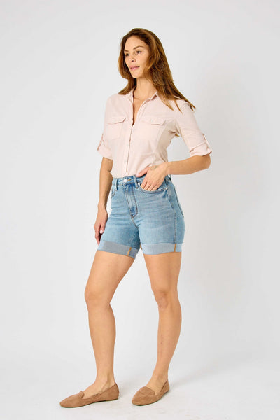 Judy Blue High Waist Tummy Control Denim Shorts 150205-Shorts-Sunshine and Wine Boutique