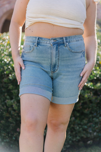 Judy Blue High Waist Tummy Control Denim Shorts 150205-Shorts-Sunshine and Wine Boutique