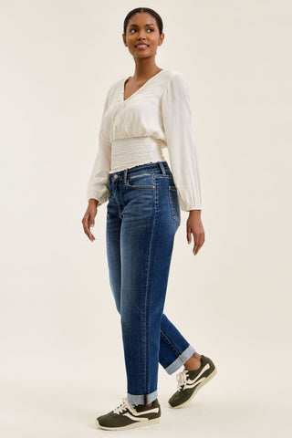 Judy Blue Mid Rise Billie Indigo Boyfriend Denim Jeans 82744
