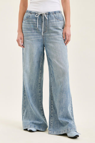 Judy Blue High Waist Featherweight Drawstring Palazzo Denim Jeans 881073