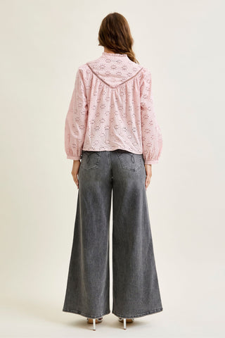 Judy Blue Mid Rise Gray Split Back Yoke Palazzo Denim Jeans 881134
