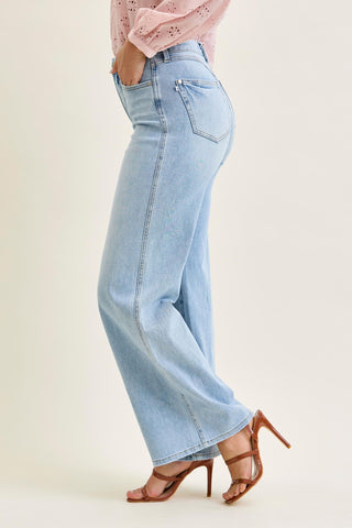 Judy Blue High Waist Tummy Control Retro Wide Leg Denim Jeans 881128