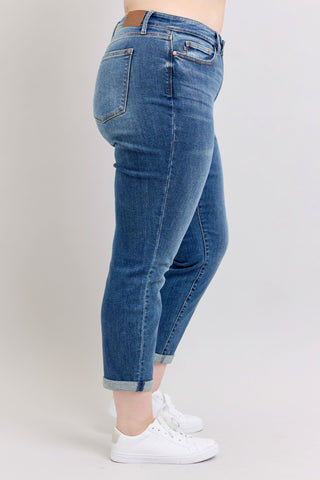 Judy Blue Mid Rise Vintage Wash Boyfriend Denim Jeans 82662