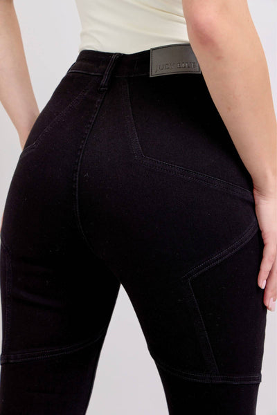 Judy Blue High Waist Star Back Seam Detail Black Flare Denim Jeans 88958-Jeans-Sunshine and Wine Boutique