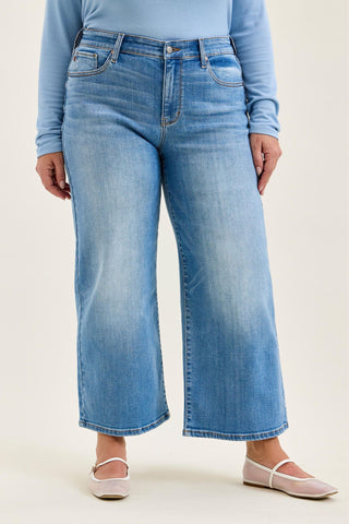 Judy Blue Mid Rise Claudia Ankle Wide Leg Denim Jeans 82738
