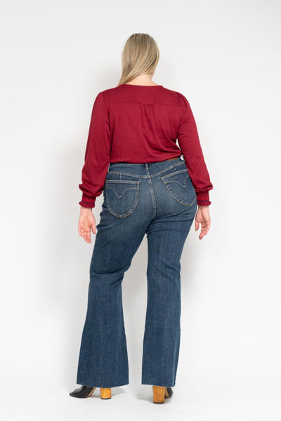 Judy Blue High Waist Tummy Control Shield Back Pocket Flare Denim Jeans 88882-Jeans-Sunshine and Wine Boutique