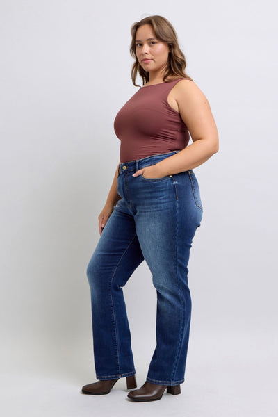 Judy Blue High Rise Vintage Wash Thermal Straight Denim Jeans 82631-Jeans-Sunshine and Wine Boutique