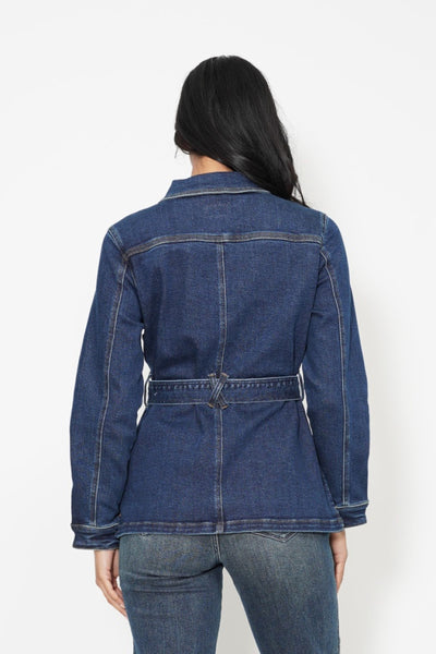 Judy Blue Mid Length Denim Utility Side Slit Jacket 7876-Jeans-Sunshine and Wine Boutique