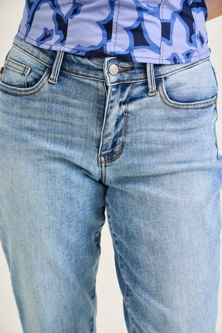 Judy Blue Mid Rise Vintage Wash Cell Phone Pocket Slim Denim Jeans 82626