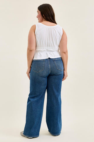 Judy Blue High Waist Rigid Magic Adjustable Tabs Column Straight Denim Jeans 881115