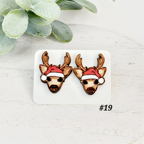 Christmas Wood Studs | Style 19-Sunshine and Wine Boutique