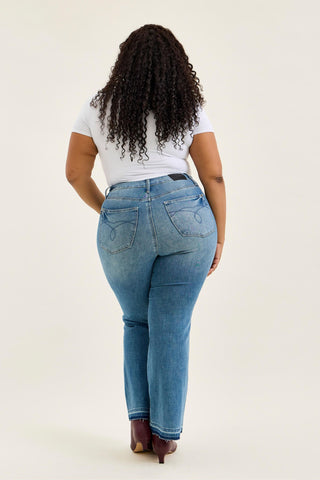Judy Blue Mid Rise Tummy Control Release Hem Slim Bootcut Denim Jeans 881056