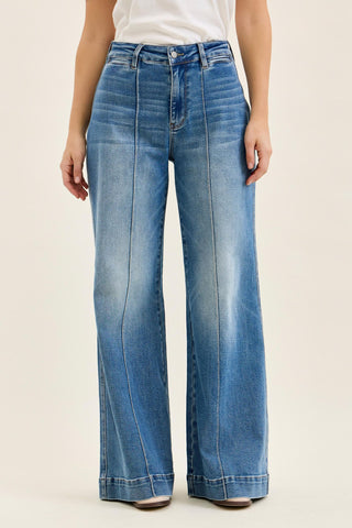 Judy Blue High Waist Liza Palazzo Shield Pocket Denim Jeans 881160 - 3 Inseam Options
