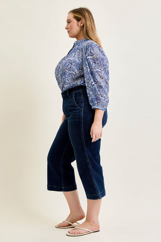 Judy Blue High Waist Ankle Wide Leg Denim Jeans 82694