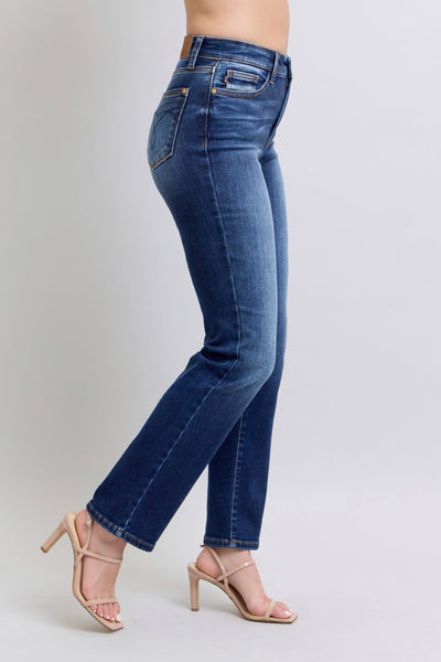 Judy Blue High Rise Vintage Wash Thermal Straight Denim Jeans 82631-Jeans-Sunshine and Wine Boutique