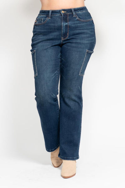 Judy Blue High Waist Cargo Bootcut Denim 88872-Jeans-Sunshine and Wine Boutique