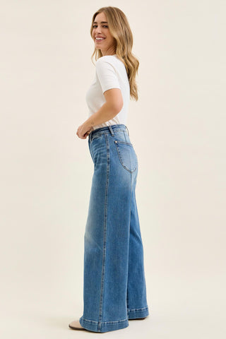 Judy Blue High Waist Liza Palazzo Shield Pocket Denim Jeans 881160 - 3 Inseam Options
