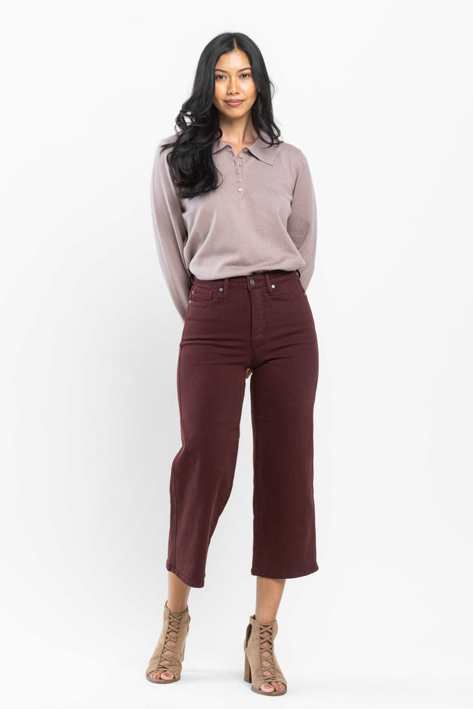 Judy Blue Jeans  Plus Size Oxblood Tummy Control Top High Rise