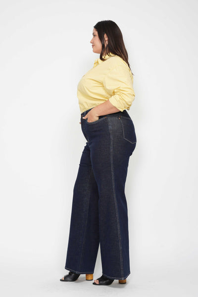 Judy Blue High Waist Tummy Control Retro Wide Leg Crop Denim 88849-Jeans-Sunshine and Wine Boutique