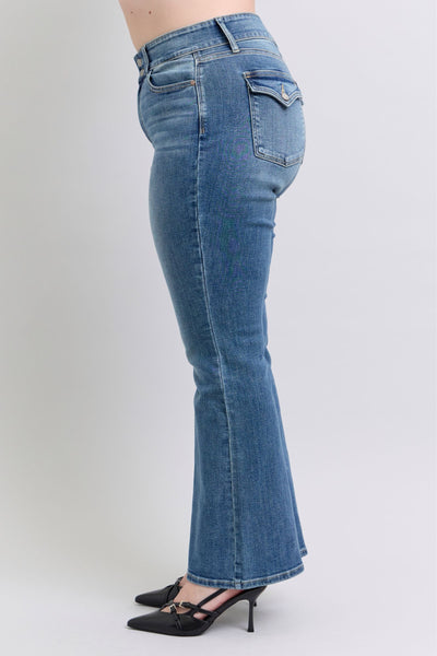 Judy Blue High Waist Double Button Tinted Flare Denim Jeans 82630-Jeans-Sunshine and Wine Boutique