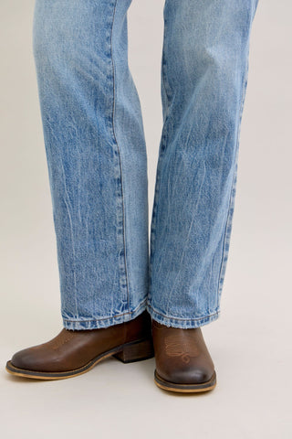 Judy Blue Mid Rise Rigid Magic Destroy Straight Denim Jeans 881060